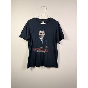 Vintage Barack Obama For President Campaign Tshirt Sz M Black 44th President